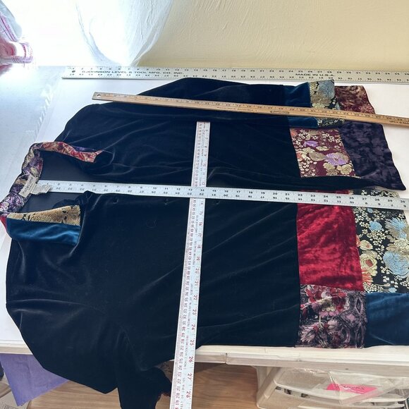 Vintage Velvet Patchwork Button Up Jacket Tunic Art to Wear 2X Womens - Picture 2 of 9